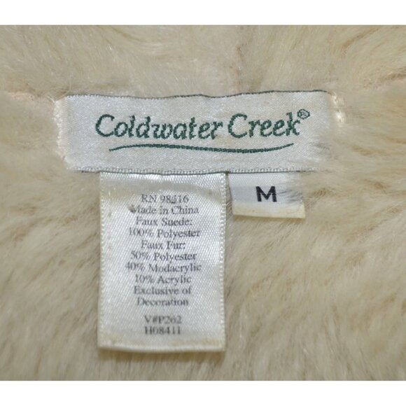 Coldwater Creek Faux Suede Faux Fur Lined Jacket Winter Coat M Toggle Buttons - Picture 9 of 10